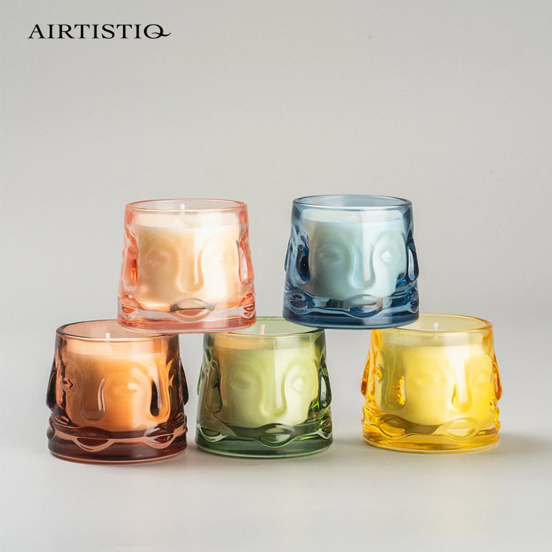 Wholesale luxury unique cone candle jars Four -sided Buddha aromatic scented candles