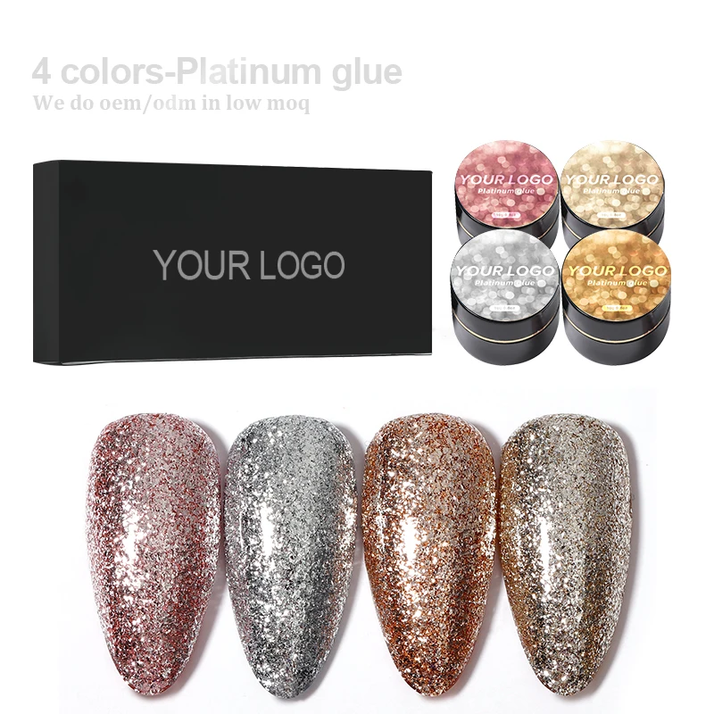 Vendeeni Custom Logo Platinum Gel Polish With Private Label Gel Nail Polish VDN 4 Colors Glitter UV/LED Gel