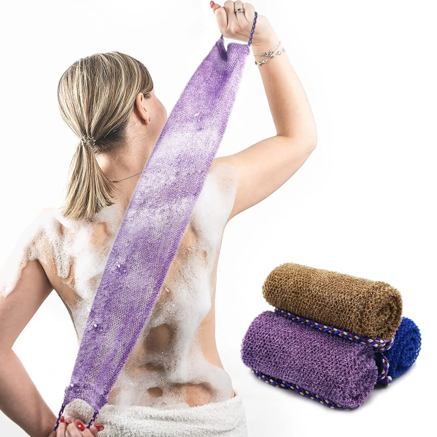 Wholesale Skin Exfoliating Back Long Nylon Mesh African Body Net Scrubbing Bath Shower Sponge