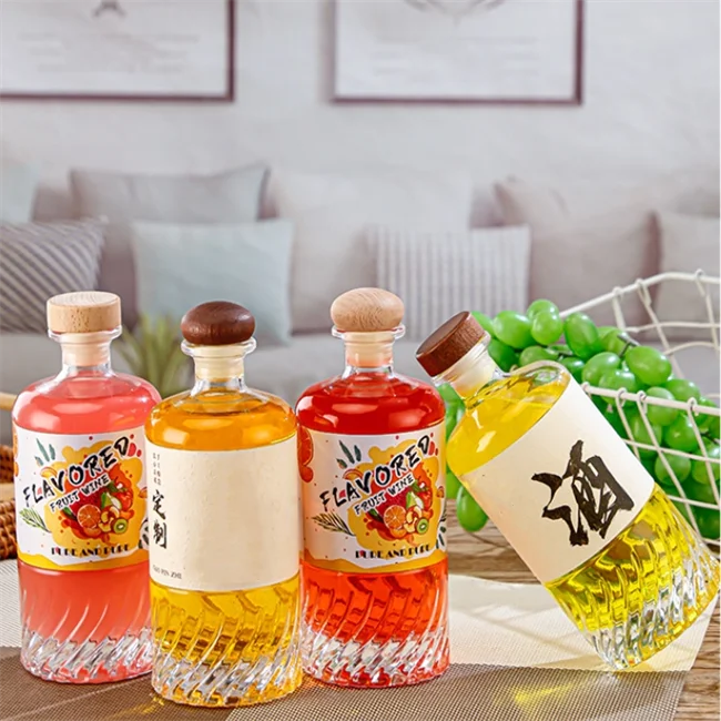 Пустая бутылка для вина, 17 унций, круглая прозрачная бутылка для французского напитка, 500 мл, стеклянные бутылки для сока с крышками
