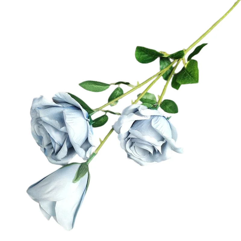 Wholesale Natural Looking Real Touch 3 Heads White Artificial Rose Bouquet Flower Wedding Bridal