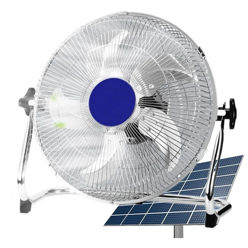 Big wind 5-blade solar rechargeable fan with battery outdoor camping barbecue solar floor fan