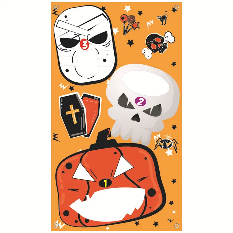 Halloween Sandbag Game Throwing Game Halloween Door Curtain Low Price Hand Satin Material Flag Banner For Sale