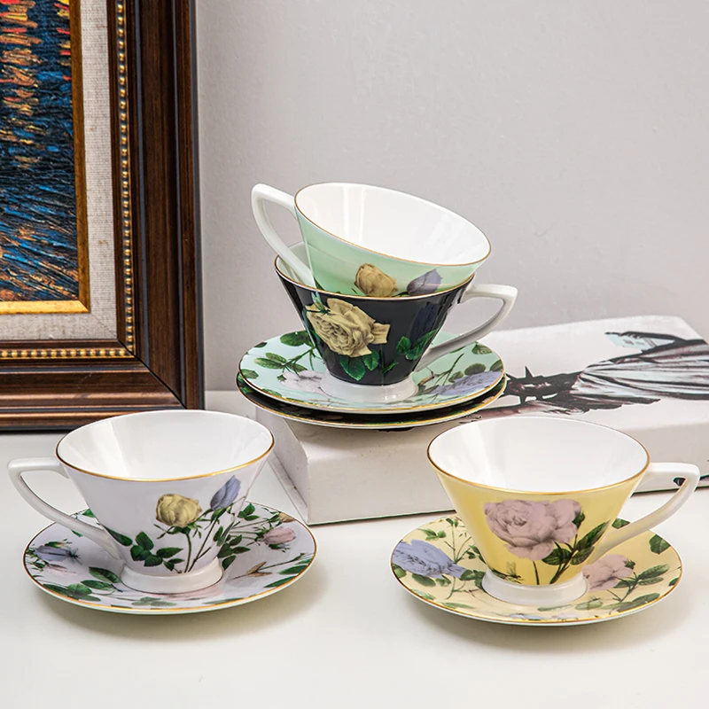 Rosie Lee Botanic Fine Bone China Large Capacity Afternoon Tea Cup And Saucer