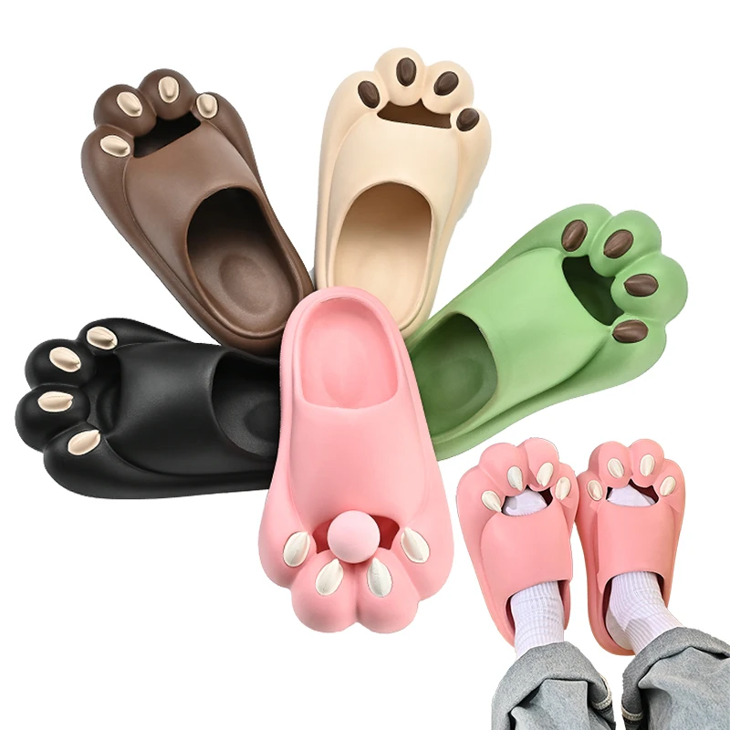 2023 New Special Design Women Ladies Cute Funny Soft Cloud EVA Cat Claw Paw Pillow Slides Sandals Wholesale