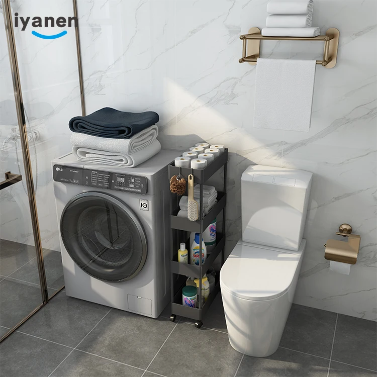 4 Tier White Square Plastic Material Without Handle Utility Mobile Rolling Cart Serving Home Shelves Storage Rack