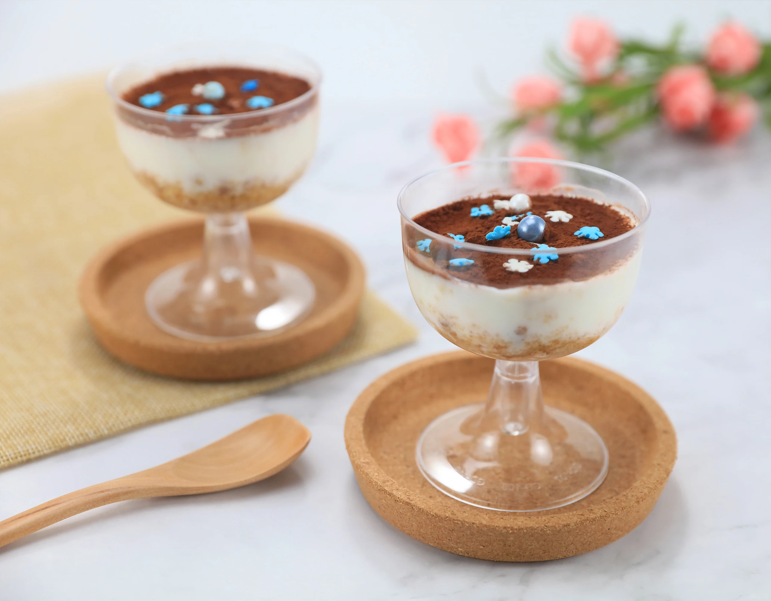 100Ml Transparent Frozen Dessert Spoon And Plastic Cup With Lid,Disposable Goblet Cup