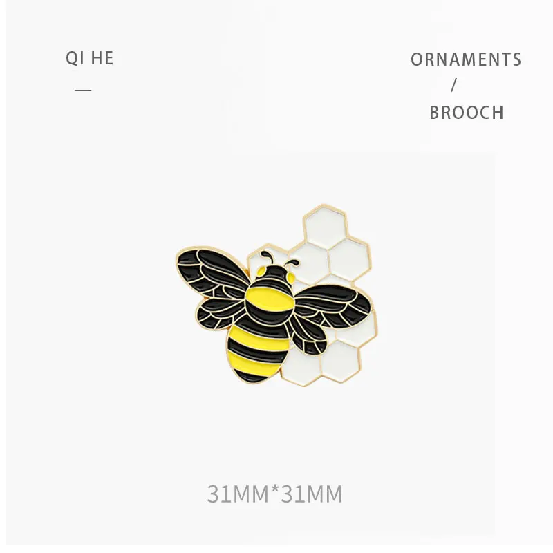 Cartoon cute little wasp letter pin hard enamel dress badge custom cute mini bee enamel pin brooch