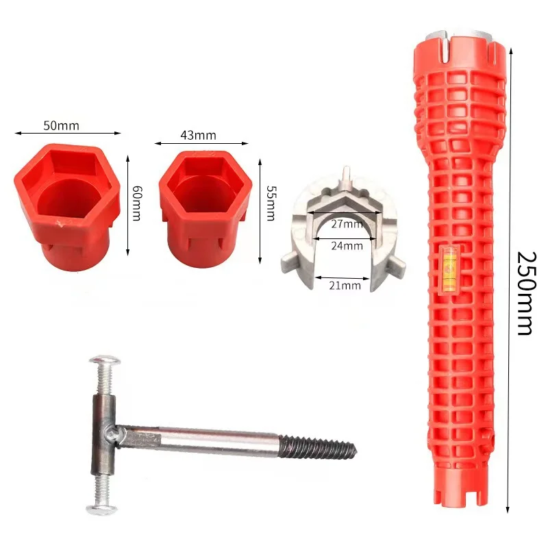 Household Bathroom Sink Wrench 8 In 1 Key Plumbing Pipe Kitchen Faucet Flume Wrench Repair Installation Bathroom Wrench Tools