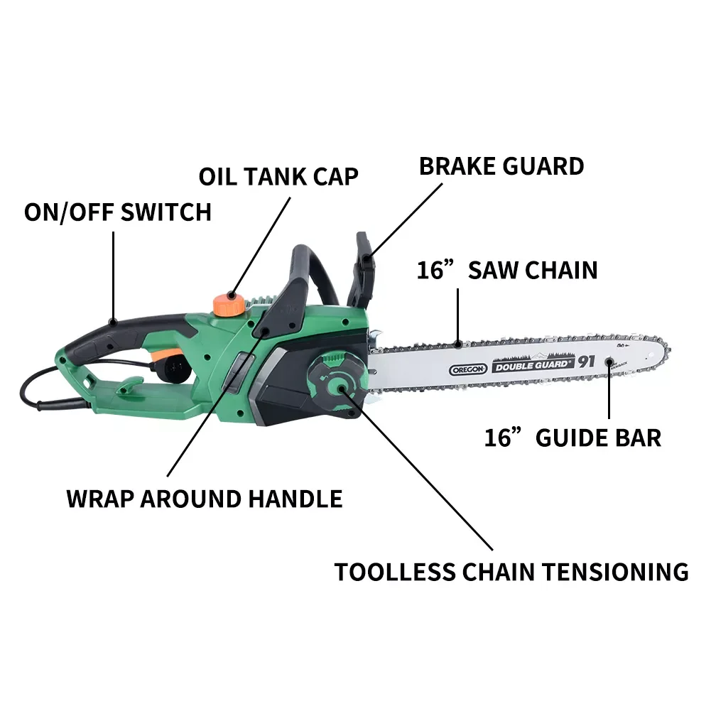 VERTAK 16 inch Garden Branch Sharpening Machine 120V Chainsaw Wood Cutting Machine Electric Chain Saw