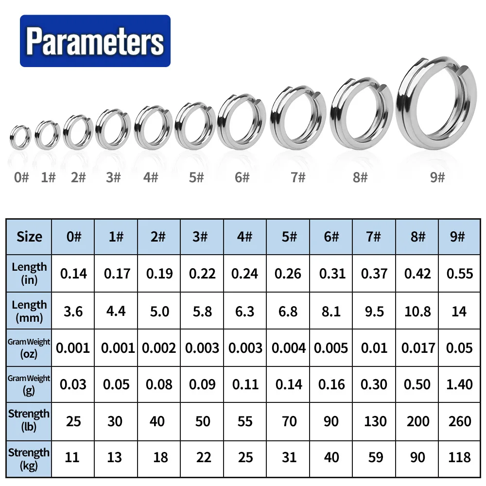 Wholesale 1000pcs/Bag High Strength Split Rings Fishing 11kg-118kg Drag Fishing Accessories