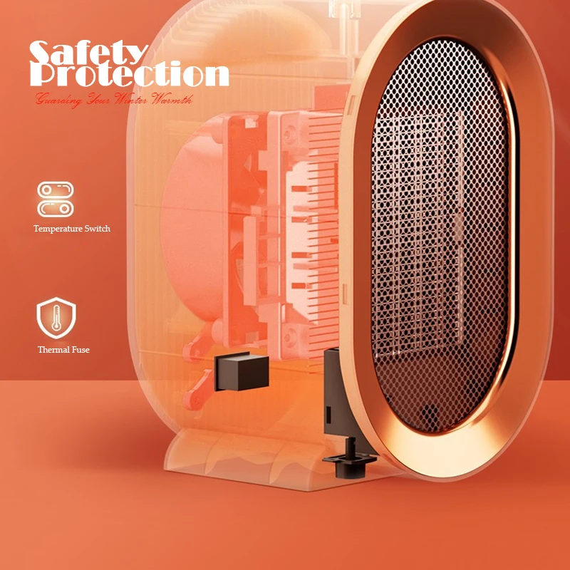 Desktop Heater Household Electric Portable Fan 1200W PTC Fast Heating Warmer Machine for Winter Home and Office