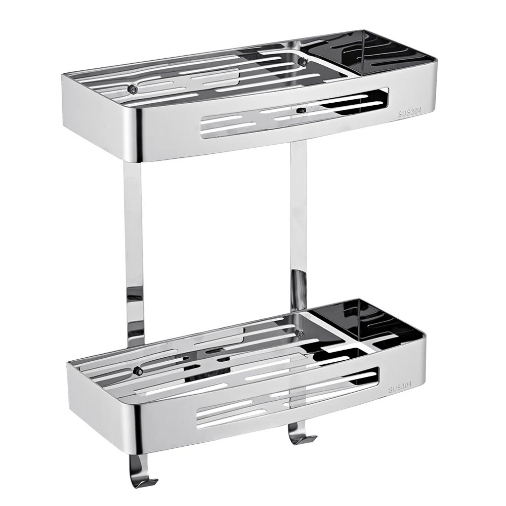 Two tier stainless steel 304 wall mounted bathroom shelf corner bathroom corner Towel Racks Wall-mounted corner shelves home and kitchen