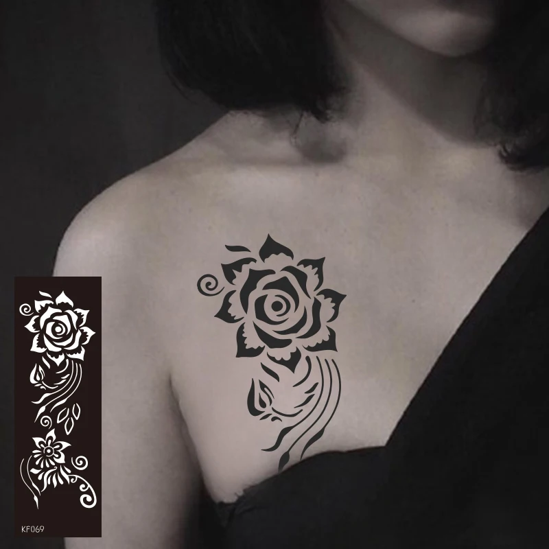 Fashion Body Art Tattoo Sticker Paper Black Waterproof Temporary Tattoo Sticker Hand Neck Wrist Art