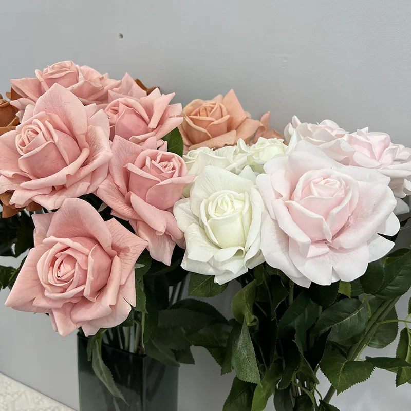Hot Sale Reasonable Price Rose Artificial Real Touch Pink Roses Silk Flowers Wedding Fake Flowers Decorations For Home