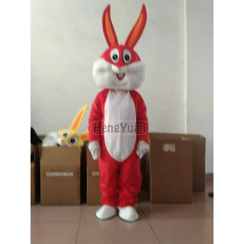 Hengyuan Wholesale Plush Red Bunny Mascot Costumes Animal Rabbit Costume Cosplay Easter Party Decor Carnival Costumes Unisex