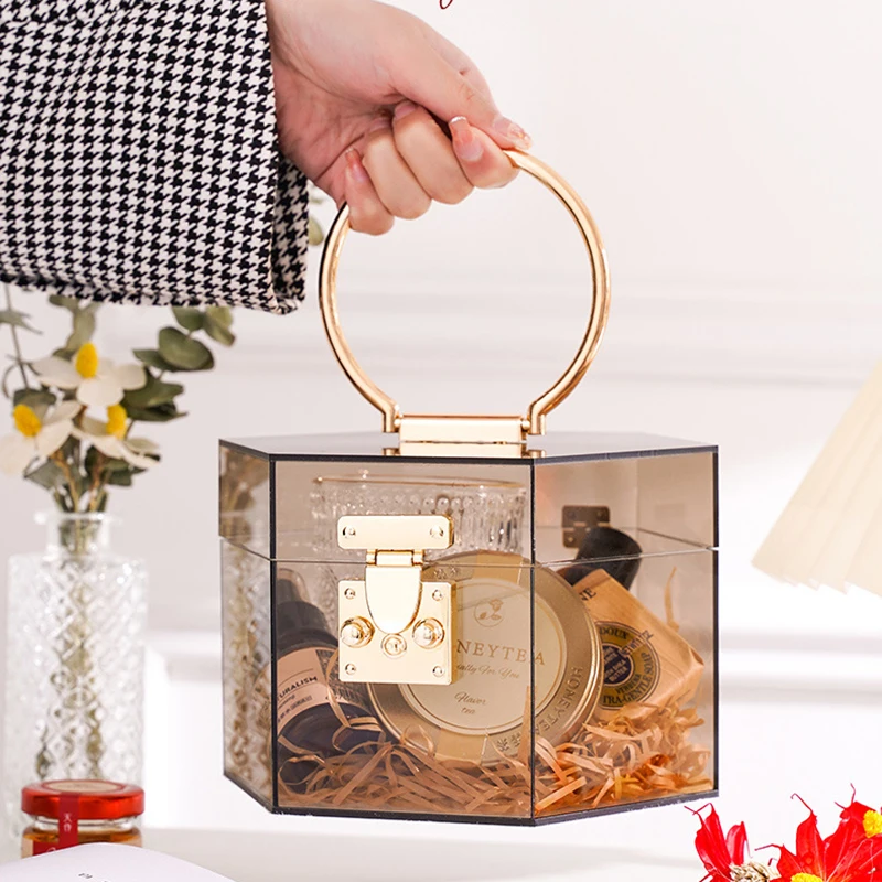 Clear PS custom plastic candy box wedding favors gift packing DIY hexagon wedding gifts for guests box