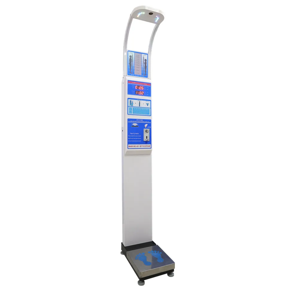 Ultrasonic coin height weight bmi scale with Rs232 interface for pharmacy