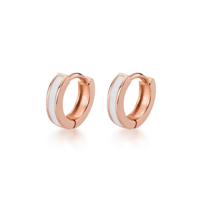 925 sterling silver 18k gold plated minimalist epoxy enamel round high polish hoop huggie earrings women