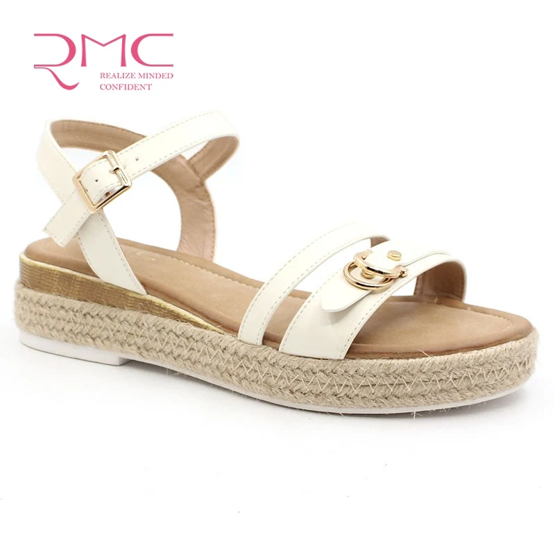 2022 RMC Wholesale Fashion Female Footwear Woman Slope Strap Wedge High Heel Sandals for Women and Ladies