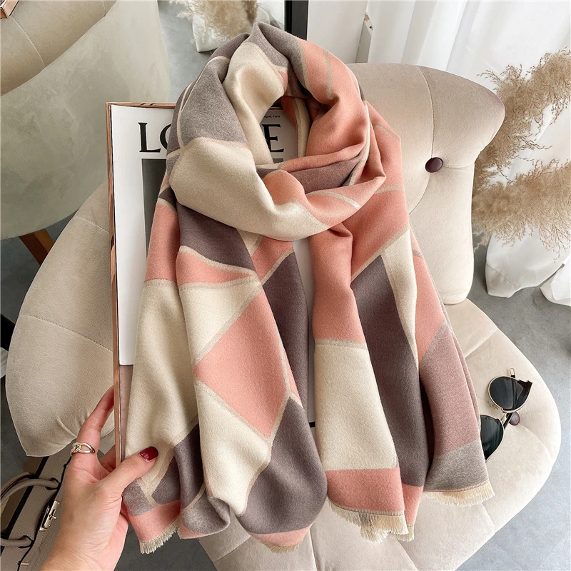 Design Horse Print Cashmere Winter Scarf for Women Thick Warm Pashmina Shawls and Wraps Female Bufanda Double Sided Stoles