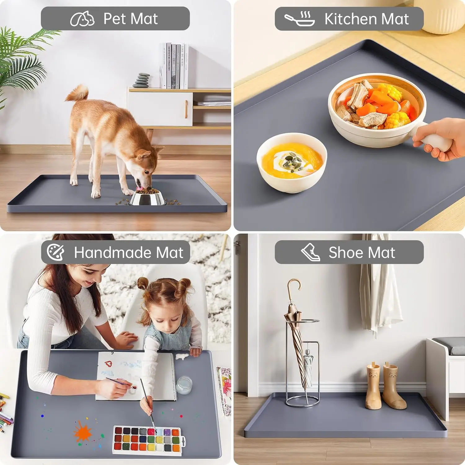 2024 New Design Waterproof Silicone Drip Tray Liner Silicone Kitchen Cabinet Water Leak Protection Under The Sink Silicone Mat