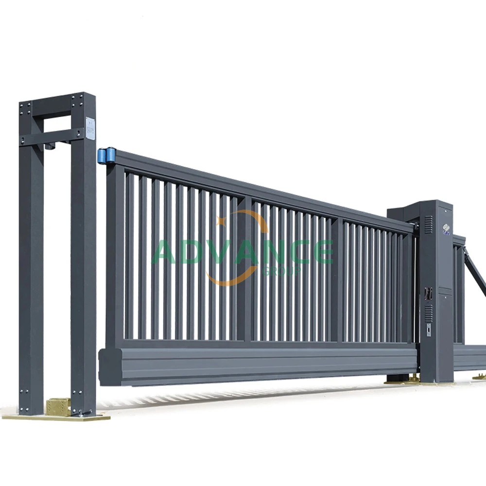 Metal aluminium driveway main gates designs electric remote control automatic sliding aluminum gate system for villa house
