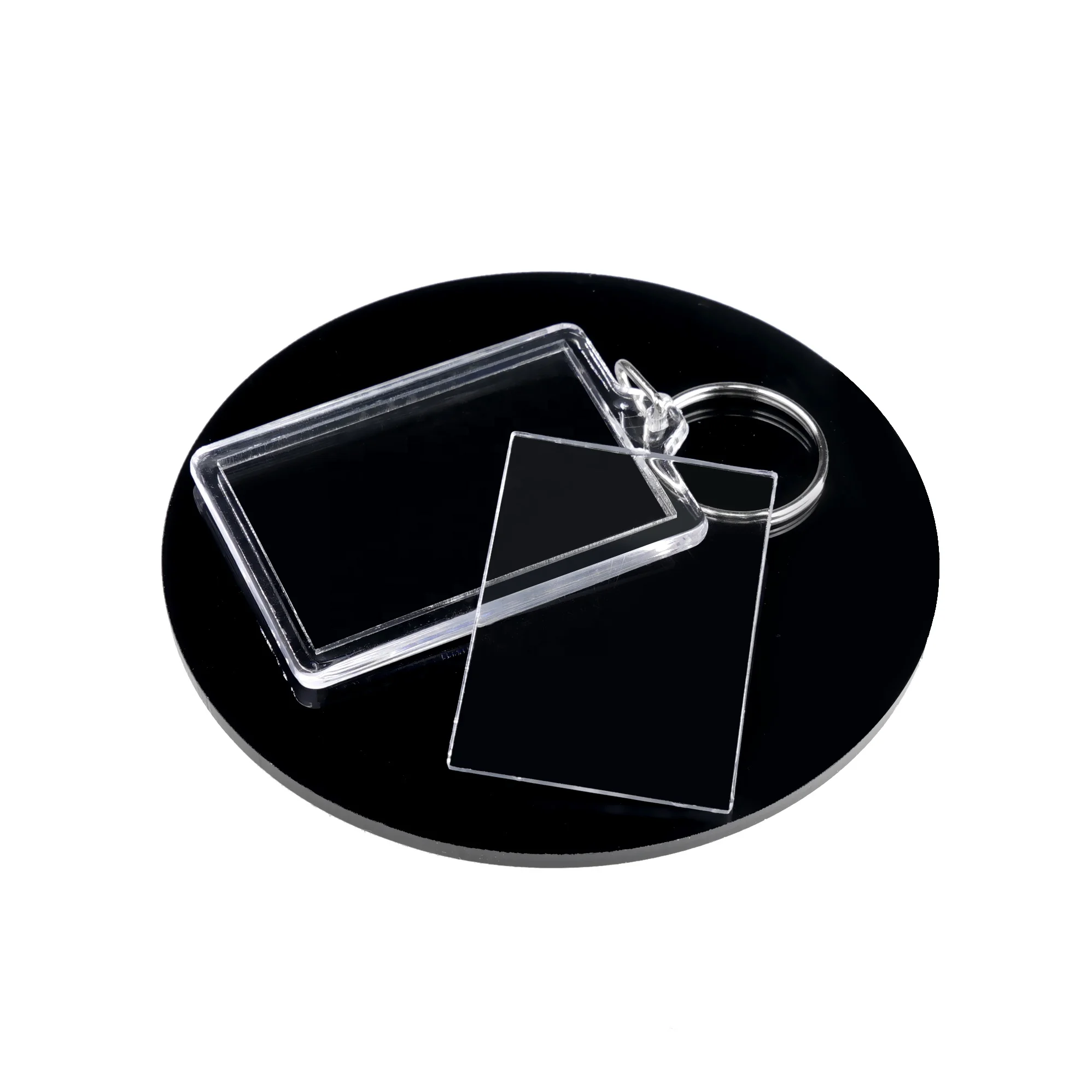 Double Sided Blank Acrylic Photo Keychain Rectangular Insert Picture Key Fob With Split Ring