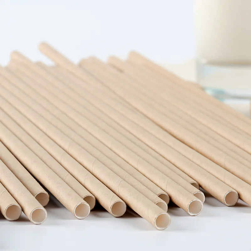 Factory Supply Disposable Biodegradable  Big Large Boba Bubble Tea Sharp End 12mm Paper Straw With Wrapped
