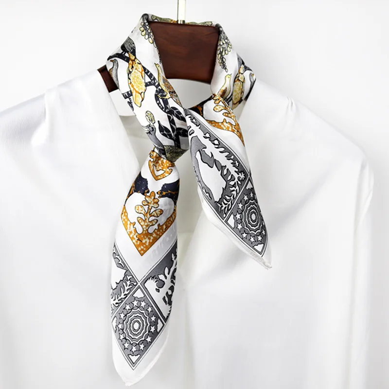 White women top skinny chinese silk edge wrap scarf real silk printed edge scarf 100 korean foulard silk scarf