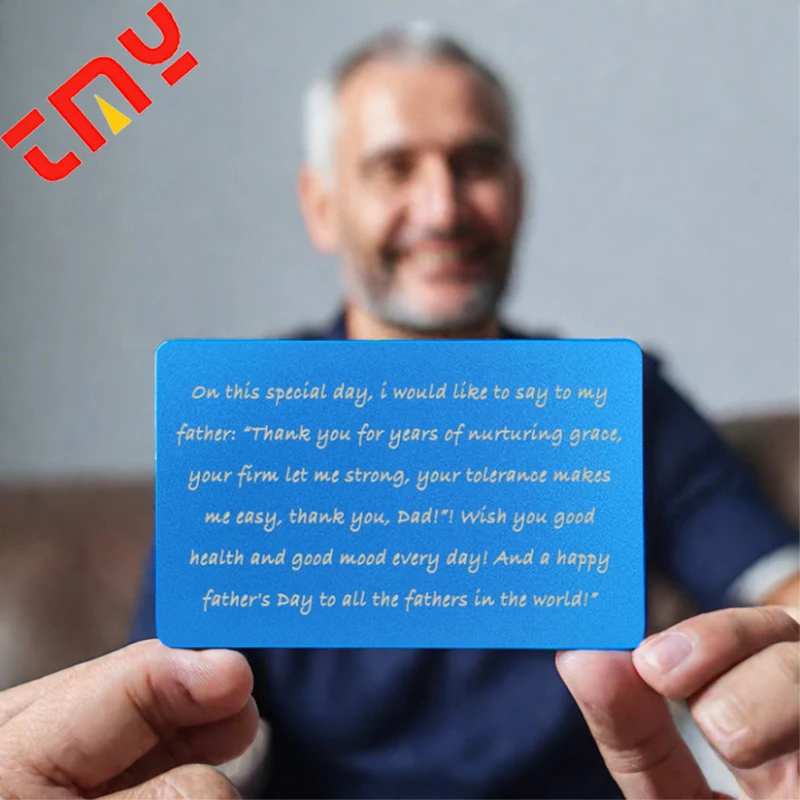 Wholesale Customizable Laser Engraving 0.8MM Aluminum Blank Metallic Gift Card for Holiday Wishes