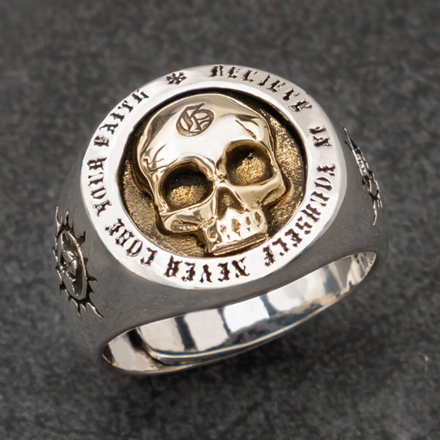 Unique Design Gothic Punk Skull Ring for Men 925 Sliver Vintage Open Domineering rings