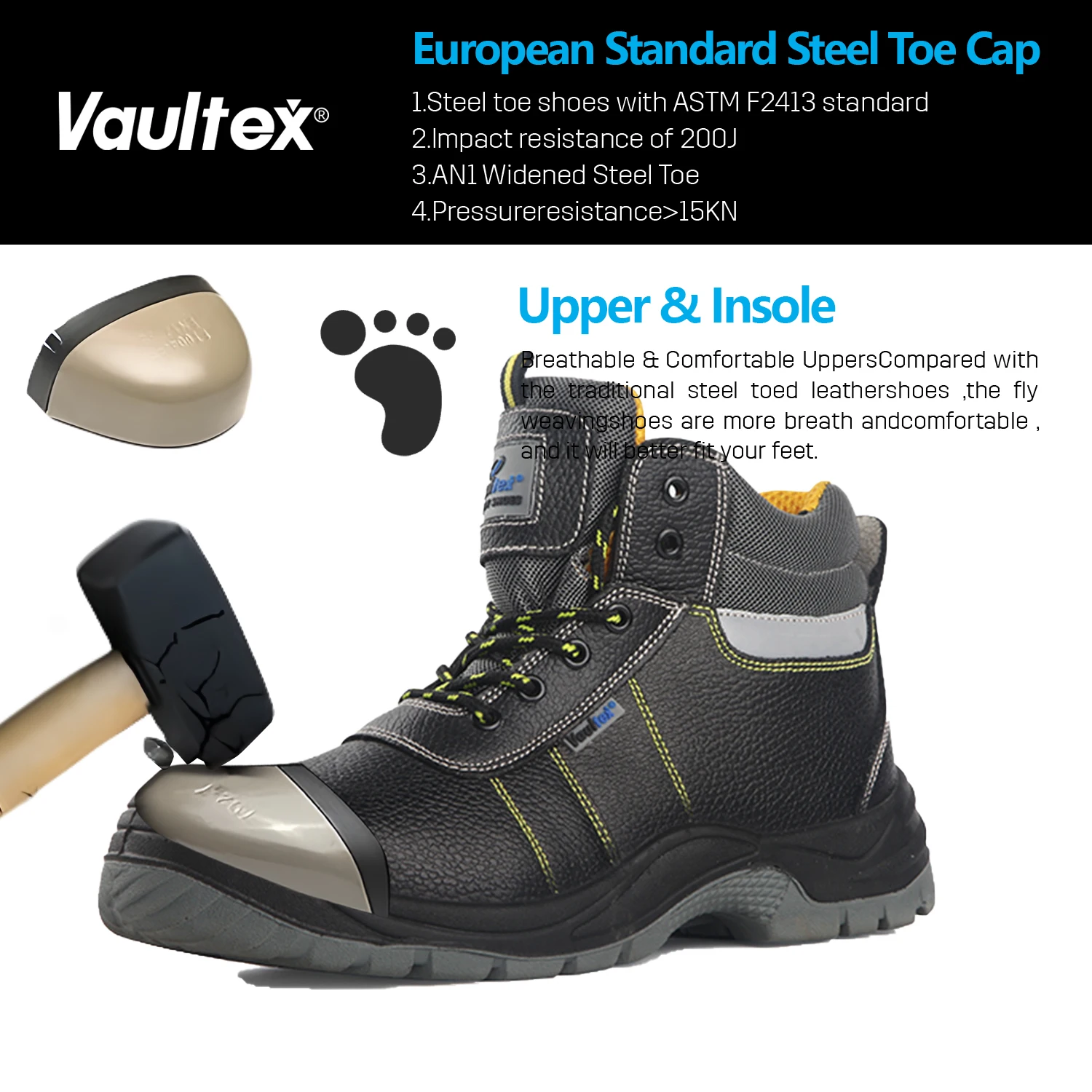 Vaultex S3 ESD Industrial Cow Leather Security Welding Shoes Safety Steel Toe Work Boots Oil-Resistant Safety Shoes For Men