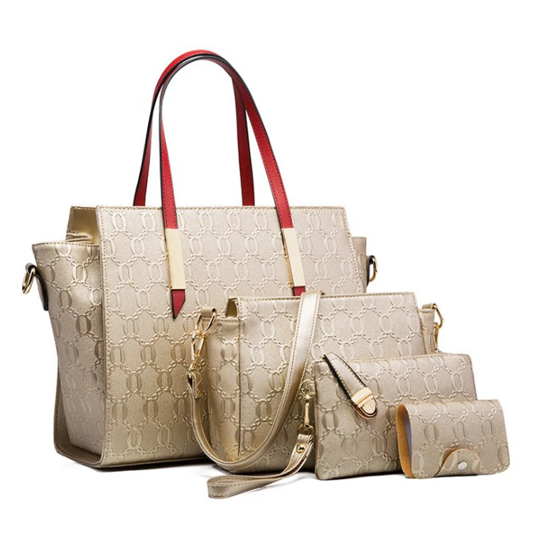 Оптовая продажа, трендовый 4 шт в 1 комплект композиционная кожа Сумки из натуральной кожи для женщин, женская сумка, сумки для рук