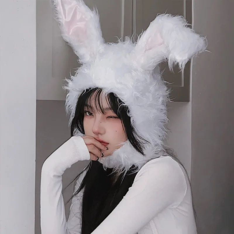 Cute girl style headgear autumn and winter warm ear protection plush brushed rabbit ear hat