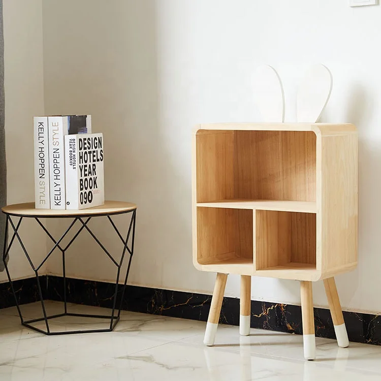 wholesale factory modern natural solid wood kids storage shelf cabinet for living room bedroom