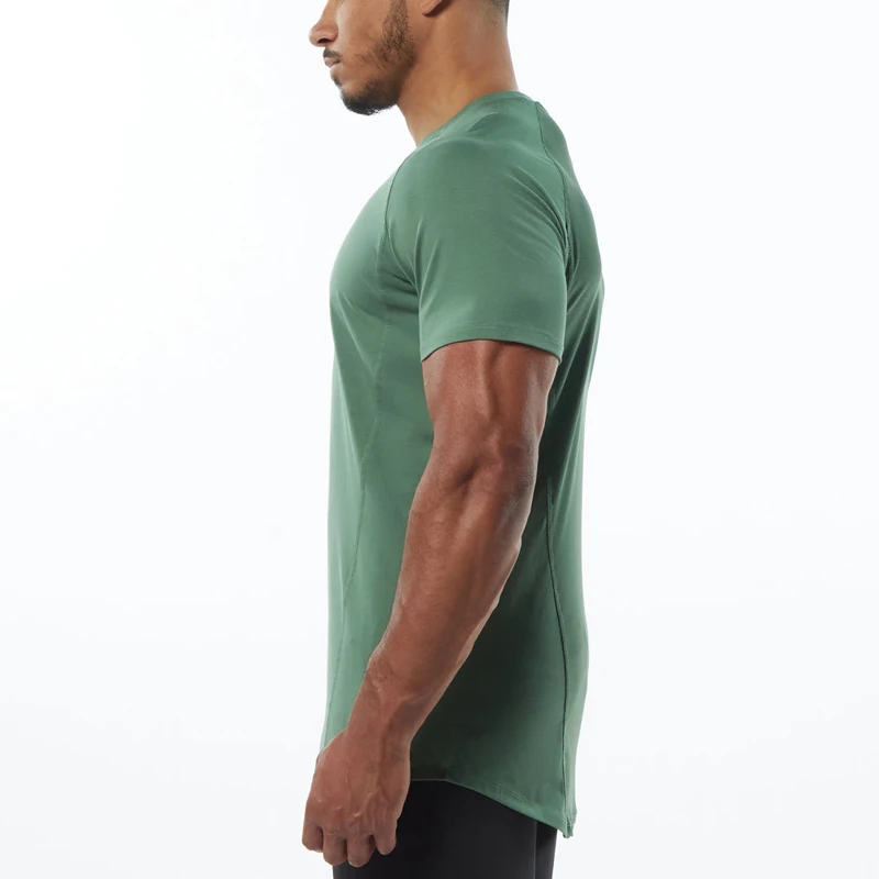 Custom screen printing quick dry polyester t-shirtst curve bottom gym athletic fitness work out wear sports t shirt