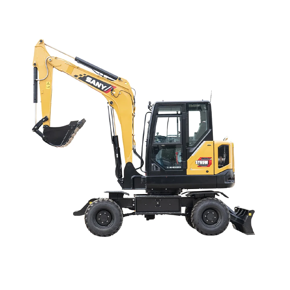 China Wheel Excavator Sany 65W 155W Digger Machine Compactor Rubber Four Wheels 6ton Excavator