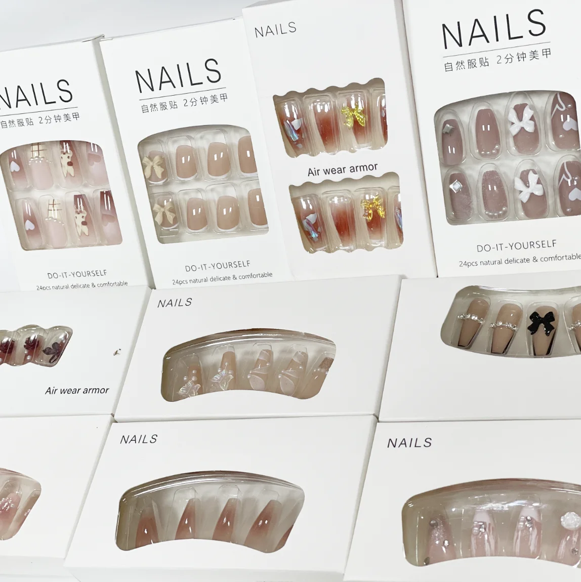2024 Hot Trend Press On Nails wholesale Reusable Acrylic False Nails Custom Luxury Bling Stones Press On Nails
