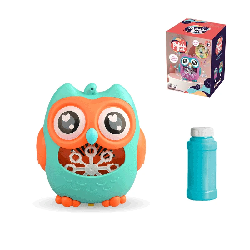 New Arrival electric Cartoon owl bubble maker Automatic bubble blower machine toys for summer with lighting music