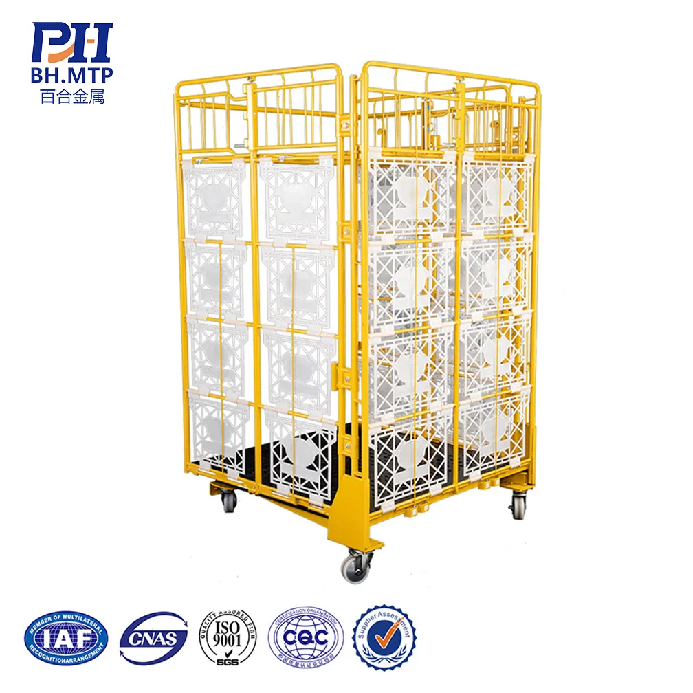 Factory Wholesale Warehousing Cages Storage Trucks Logistics Carts Wire Mesh Roll Cage