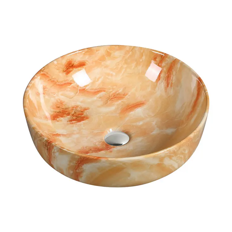 low price chinese lavatory art basin brown wash basin ceramic bath round marble art basin sink