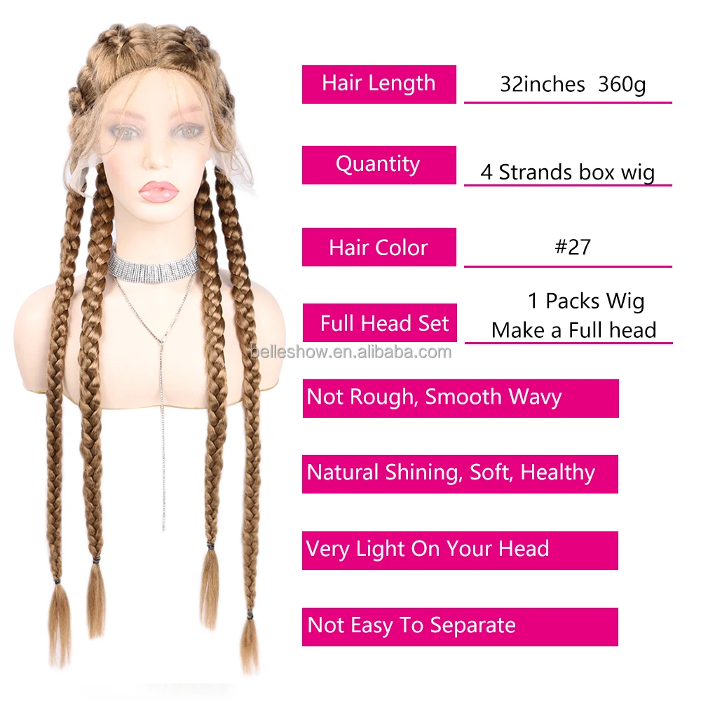 Braided Lace Front Wig African Glueless Women Tresse Cornrow Synthetic Lace Braided Wig Baby Hair For Black Women Box Braids Wig