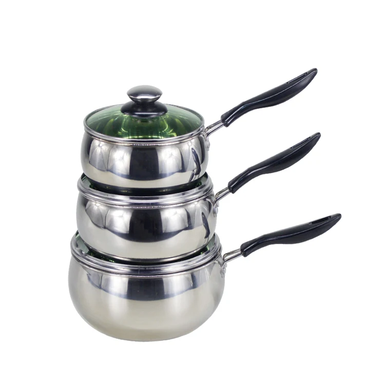 
hot selling Stainless steel three - piece milk pan household multi - functional milk pan 