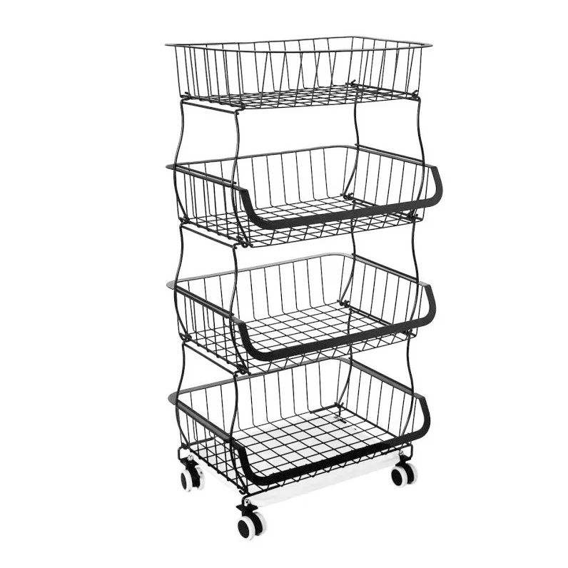 Kitchen vegetable rack floor multi-layer removable vegetable basket supplies household storage drain basket shelf