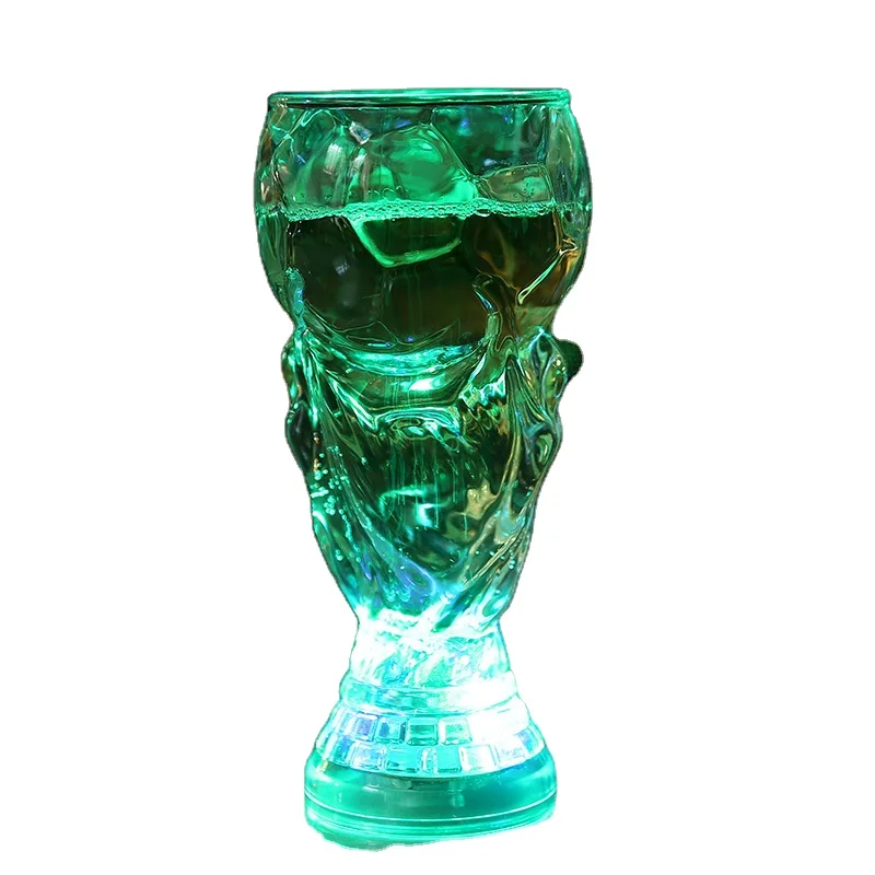 2022 Qatar World Cup Hercules  Trophy Luminous  Football Cup New Water Sensing Plastic Fans Cheering Wine Beer Cup