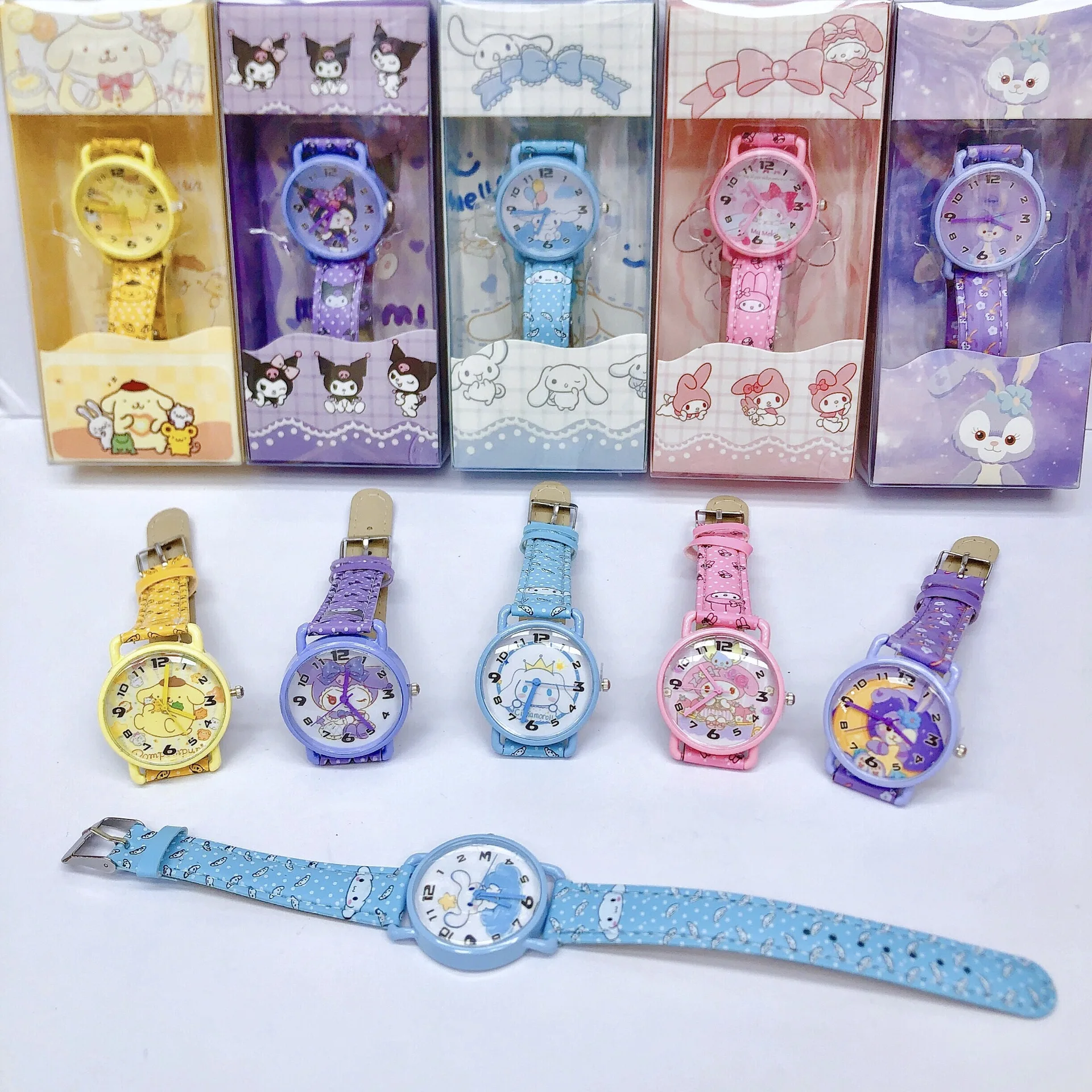Hot sale low price Cute Kawaii colourful Box Packaging Cinnamoroll Melody Kuromi electronic watches Sanrio Watches For girl