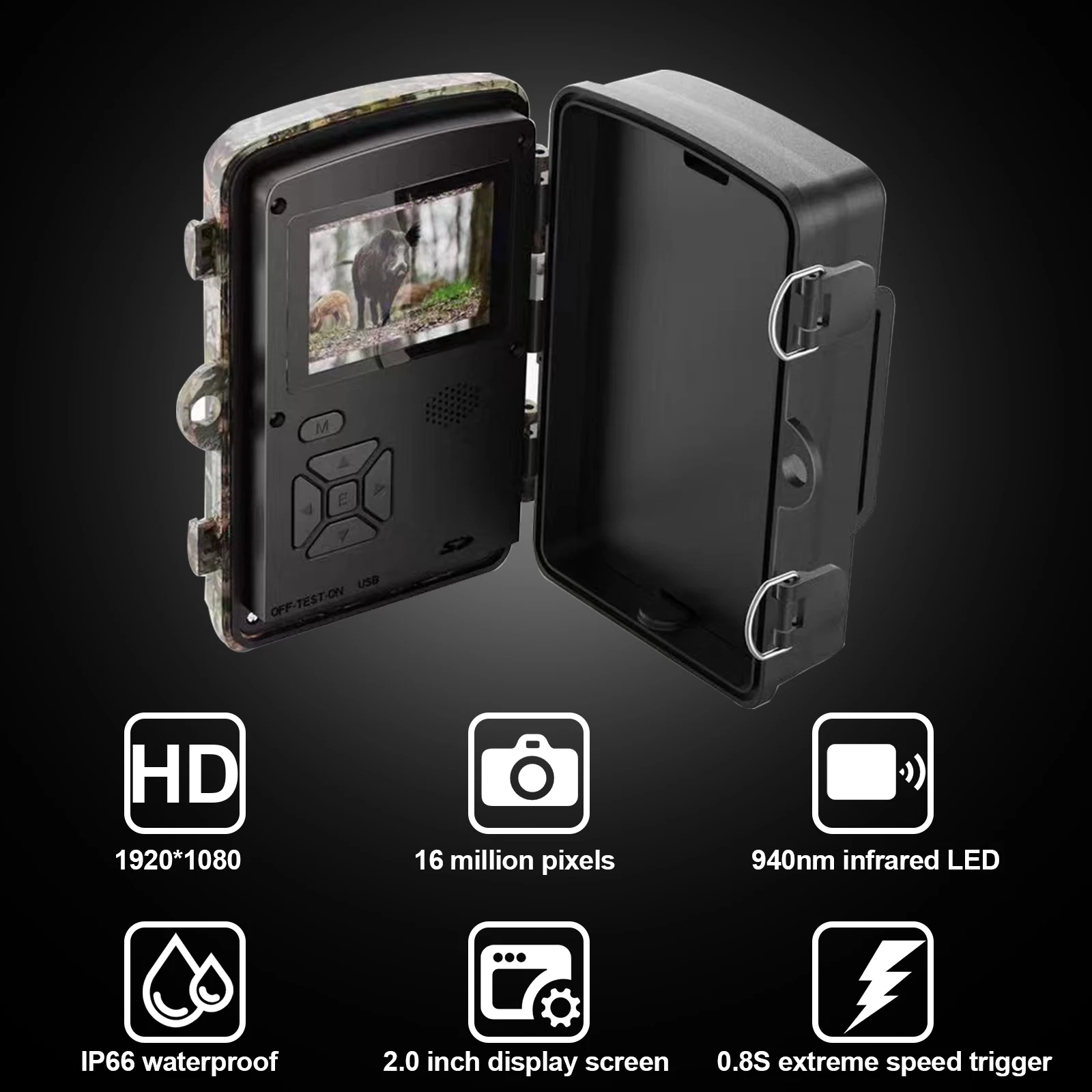 Wildlife Trail Camera night vision Animal Trap Camera 1080P IR Trail Hunting Camera With wide-angle lens IP66 Waterproof