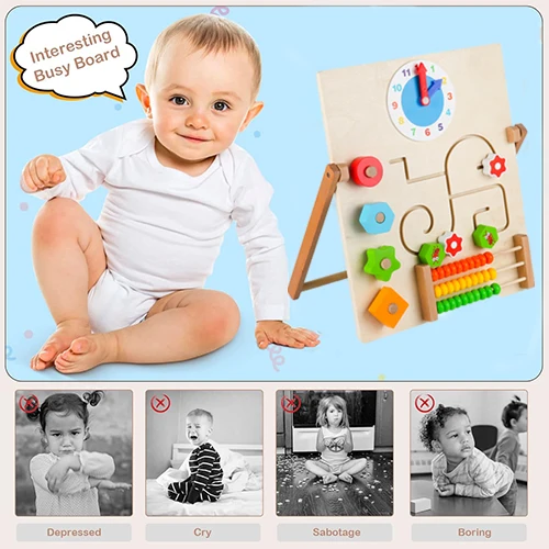 Wooden Preschool Busy Activity Kid For Toddler Handmade Sensory Board Toy Educational Montessori Busy Toy Early Educational Toy