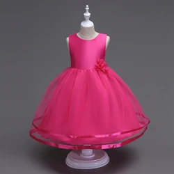 Baby lace party frock big bow princess wedding ball gown design kid birthday embroidery toddler girl tutu dress